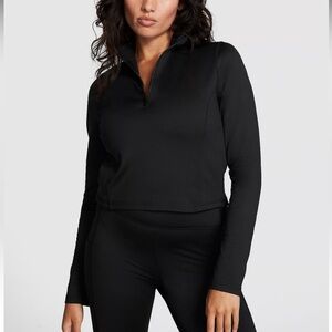 NWT VS PINK Women’s Black Winter Fleece Half Zip Top